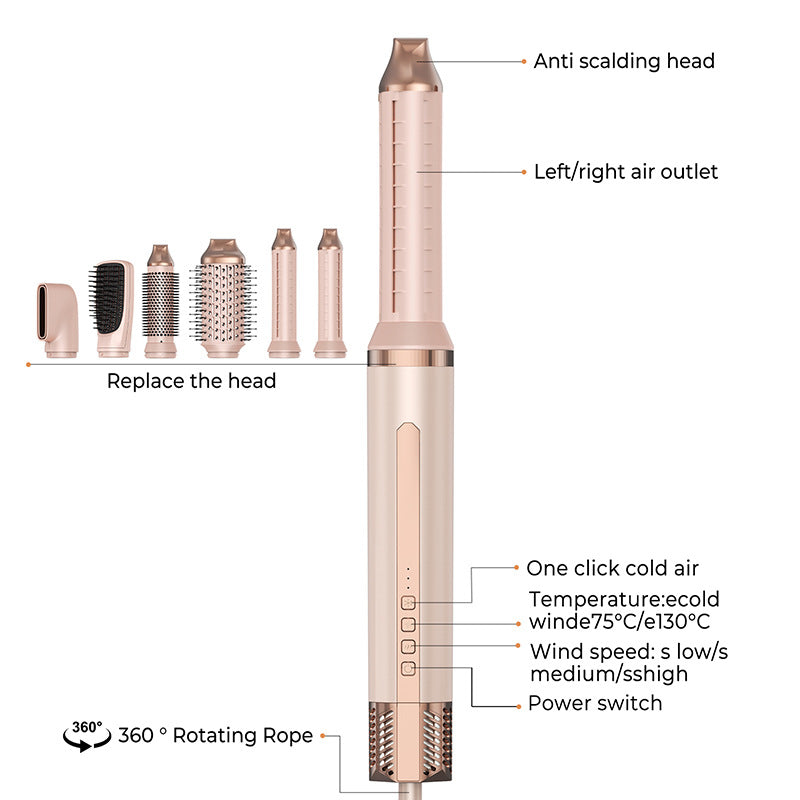 Hair Dryer Pink Gold - 6 in 1 Hair styler